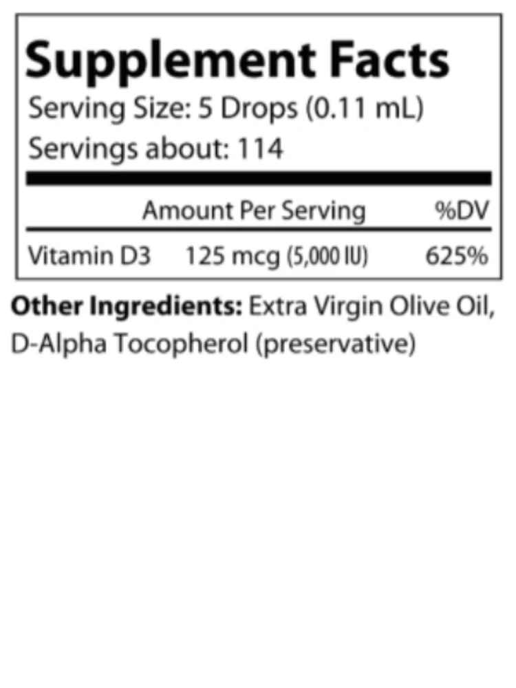 D3+ Charge Supplement Facts label