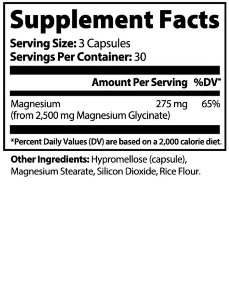Muscle & Mind Magnesium Supplement Facts label