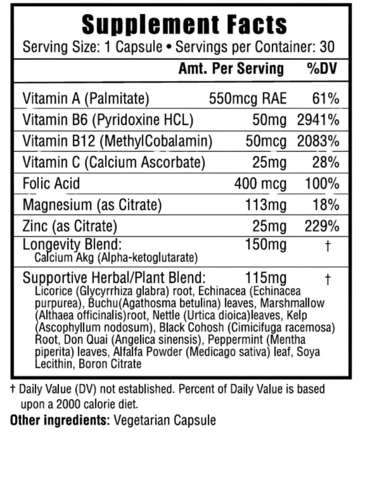 DailyFEM+ Supplement Facts label